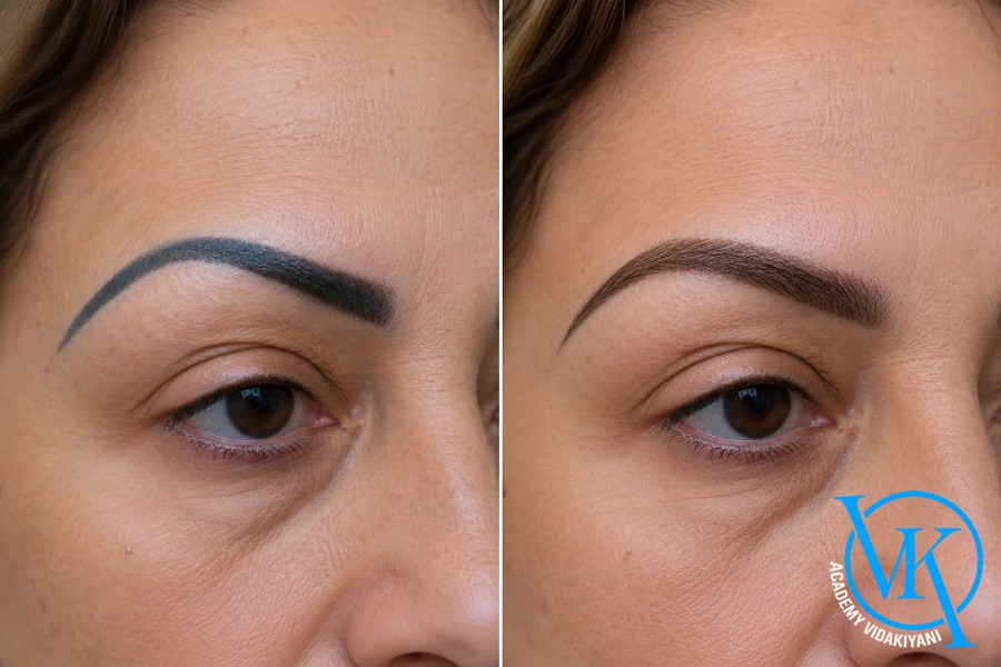 کاور ابرو تتو روی ابروی با رنگ بسیار تیره